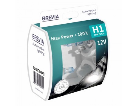 Brevia Автолампи H1 55w Max Power 100% 2шт (12010MPS)