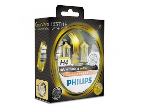 PHILIPS ColorVision yellow Галогенные лампы H4 12V 60/55W 2 шт.+ 60% 12342CVPYS2 